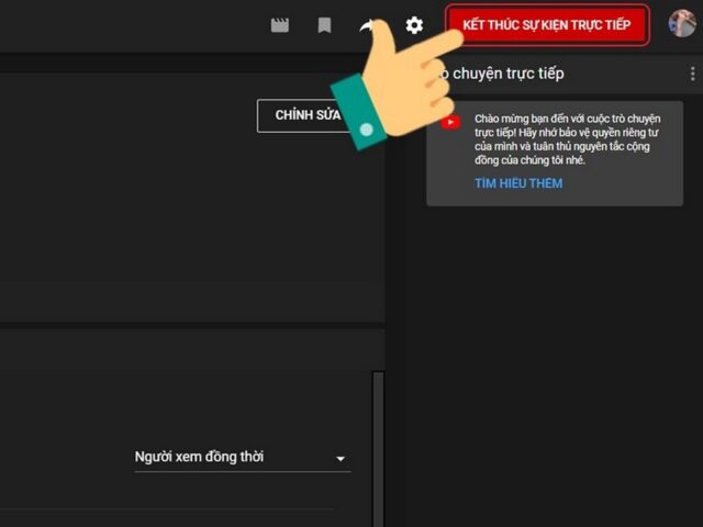 Kết thúc video trực tiếp trên YouTube Studio