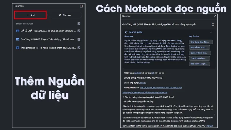 Bạn có thể thêm các nguồn dữ liệu khác nữa trong quá trình làm việc sau này.
