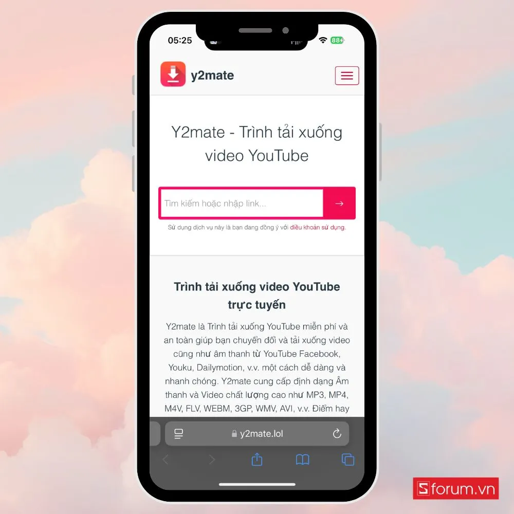 Bước 2: Truy cập trang web hỗ trợ tải video trên Youtube MP3 bằng trình duyệt điện thoại