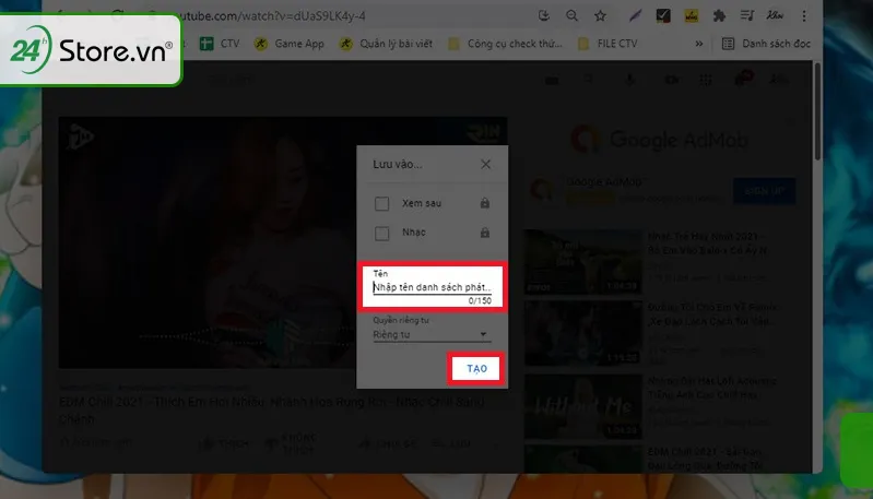 Các tùy chọn định dạng và chất lượng khi tải video YouTube trên playlist