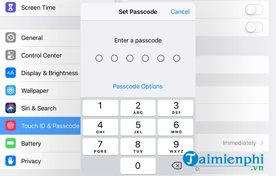 Các tùy chọn Passcode cho iPhone 6