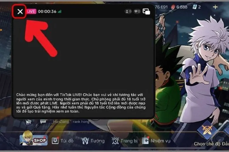 Cách live game trên điện thoại: Giao diện khi đang live game trên TikTok