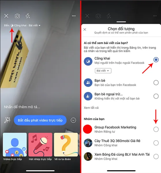 Cài đặt chế độ công khai cho buổi livestream trên Facebook để tăng khả năng tiếp cận
