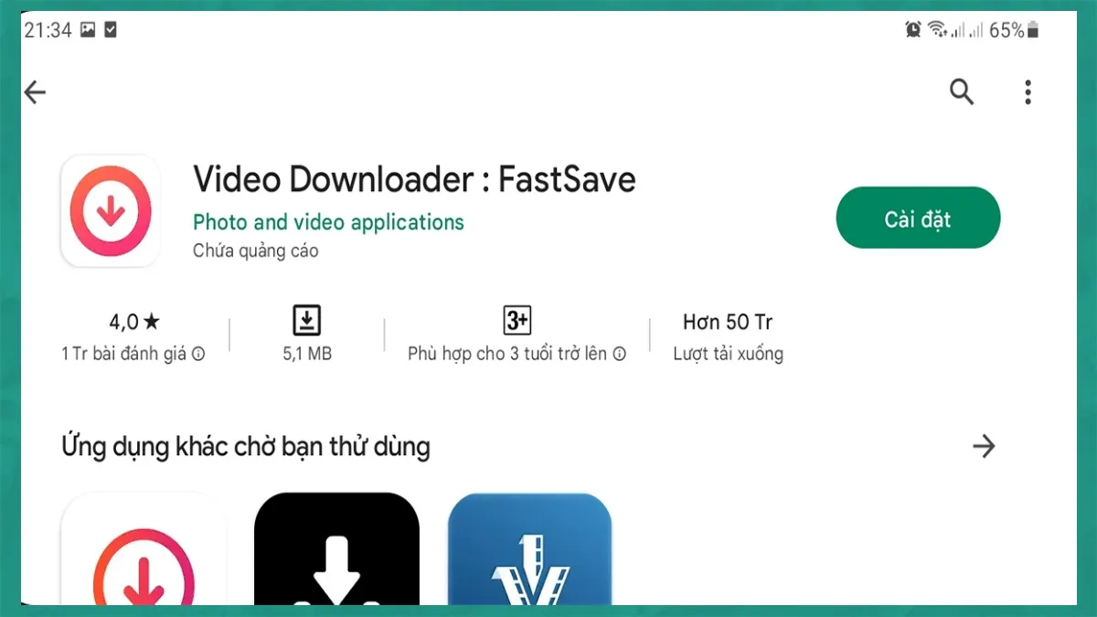 Cài đặt ứng dụng FastSave trên Google Play để tải ảnh và video từ Instagram