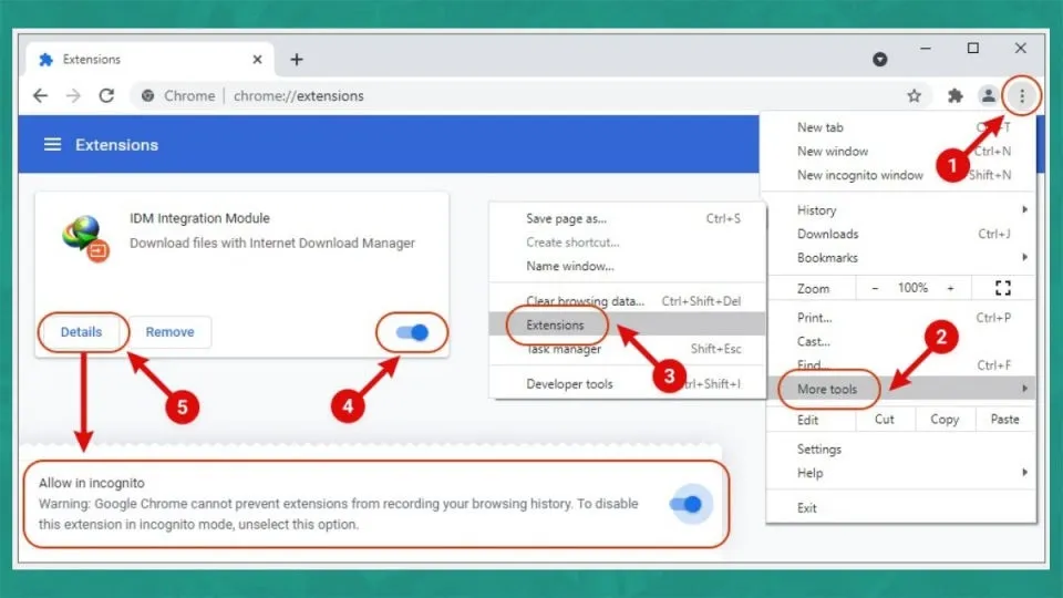Cài đặt và kích hoạt tích hợp IDM trên trình duyệt Chrome