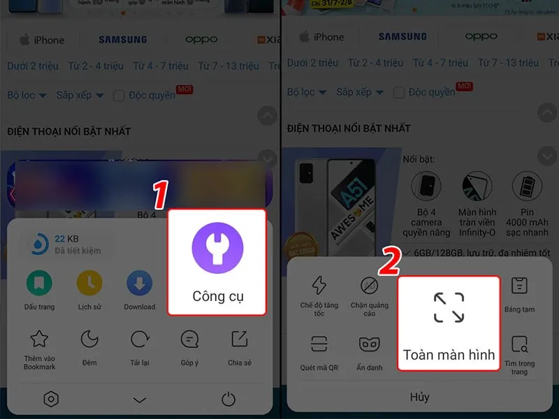 Chế độ toàn màn hình của UC Browser, mang lại trải nghiệm xem video tối ưu và không bị gián đoạn trên iPhone 4S.