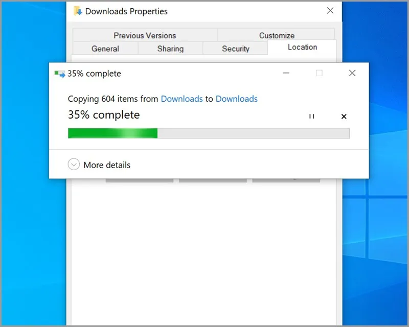 Chờ một lúc để quá trình khôi phục thư mục hoàn tất 