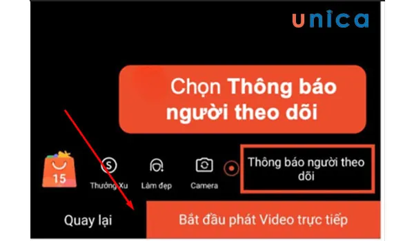 Chọn “Bắt đầu phát video trực tiếp”