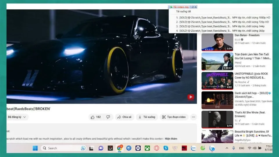 Chọn định dạng và chất lượng video để tải xuống bằng IDM