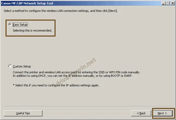 Chọn Easy Setup để cài đặt Wi-Fi máy in Canon 6030W