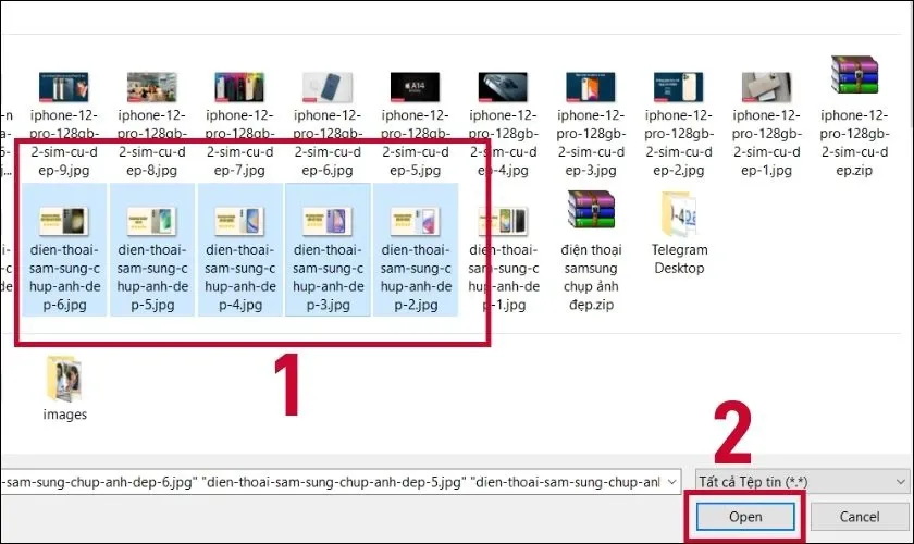 Chọn file video cần tải lên Google Drive và nhấn Open trên máy tính