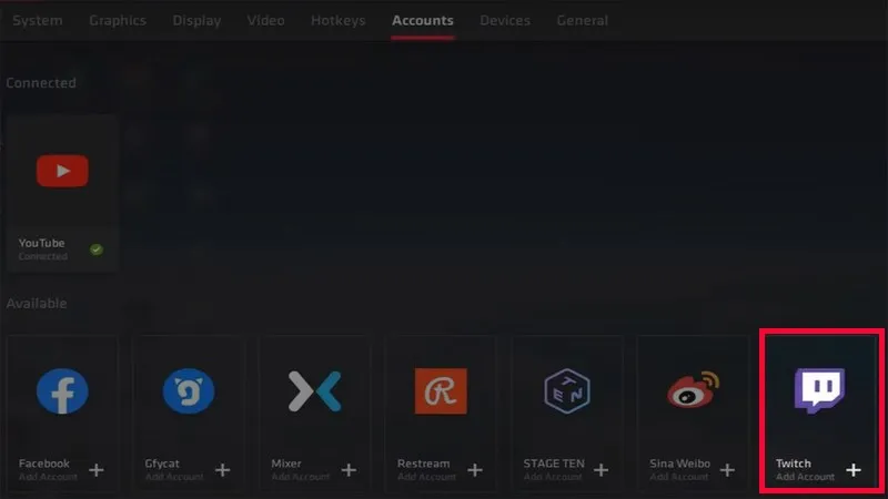 Chọn nền tảng live stream là Twitch