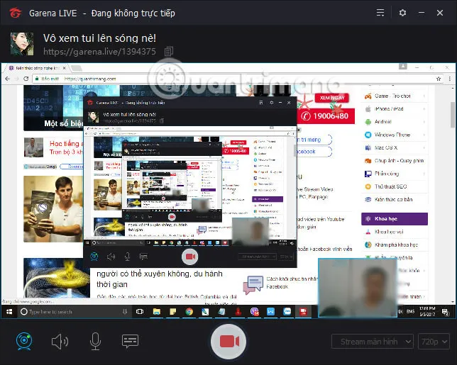 Chọn stream toàn bộ màn hình máy tính trên Garena Live