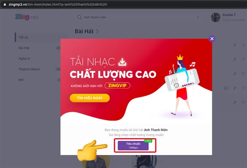 Chọn tải xuống video (Minh họa cho tiện ích)