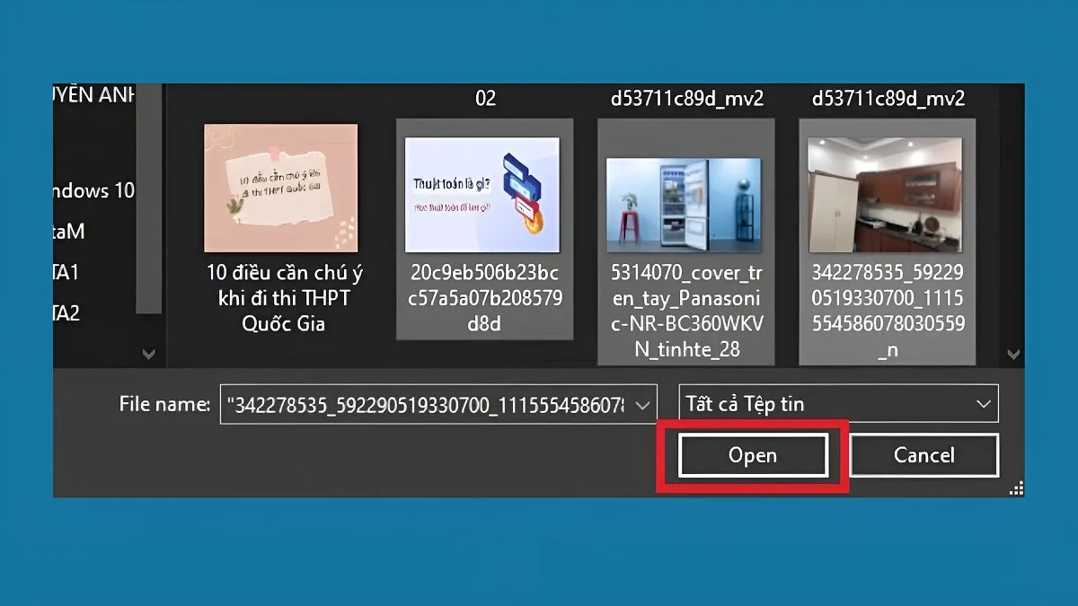 Chọn tệp tải lên Google Drive từ máy tính