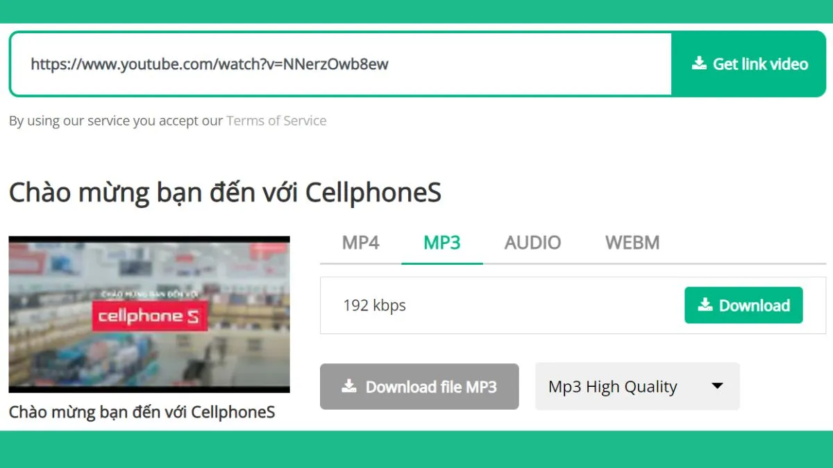 Chuyển đổi nhạc YouTube MP3 bằng kituchat.com