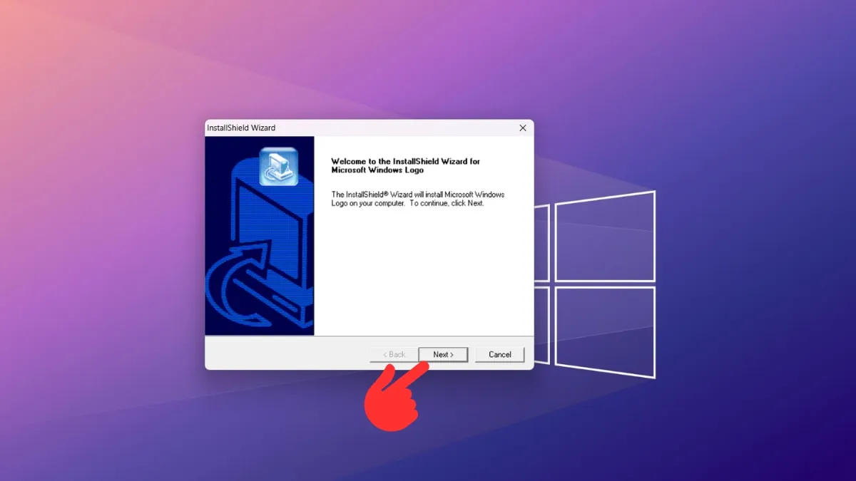Cửa sổ cài đặt MSWLogo hiển thị nút "Next" trong quá trình hướng dẫn cách cài đặt MSWLogo.