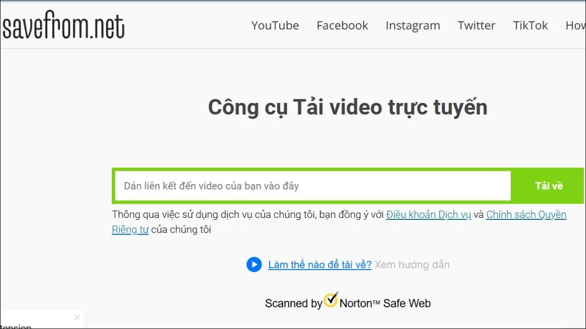 Dán đường link video vào SaveFrom.net, một phương pháp hiệu quả để tải video trên web về máy tính mà không cần cài đặt.