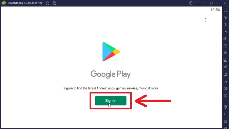 Đăng nhập tài khoản Google Play trên BlueStacks để bắt đầu tải Bigo Live