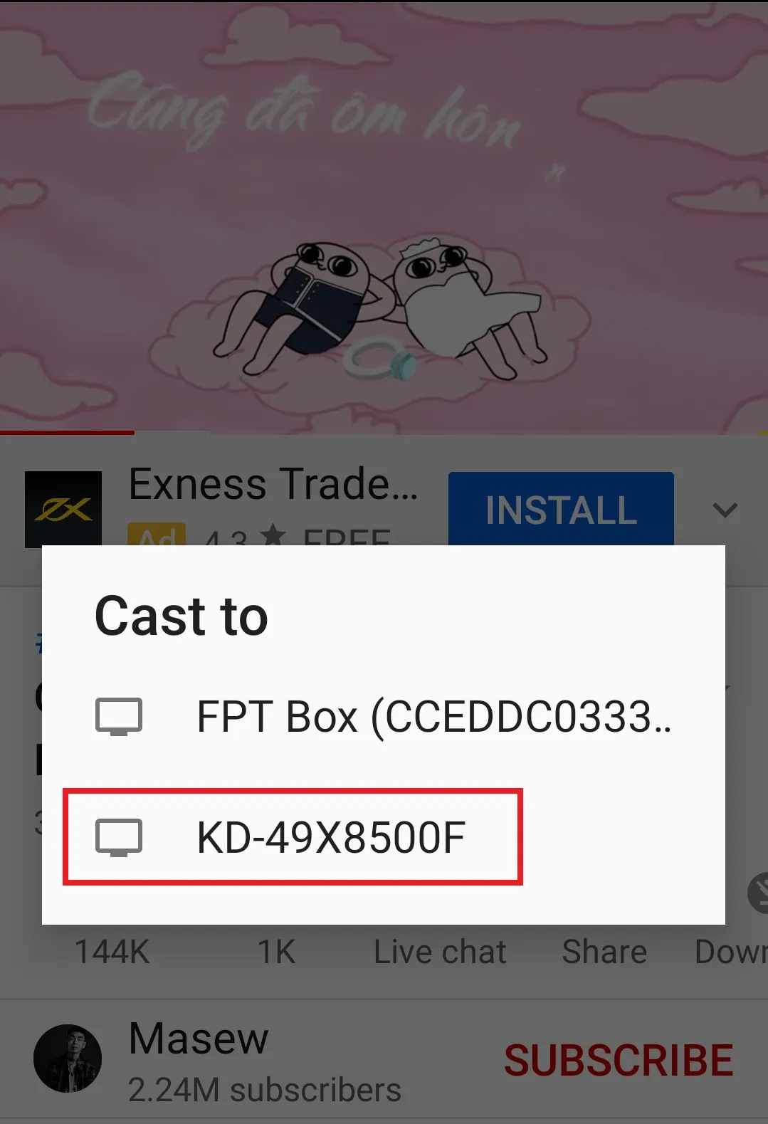 Điện thoại dò tìm Smart TV khả dụng để tải video YouTube lên TV