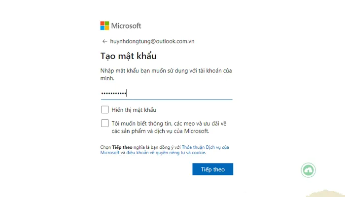 Điền thông tin họ và tên để hoàn tất việc đăng ký tài khoản Outlook