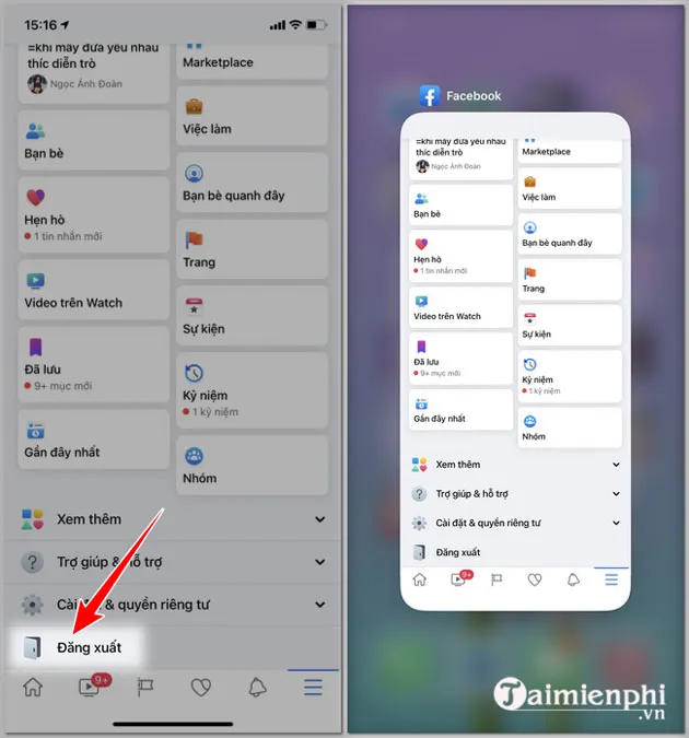 Đóng hoàn toàn ứng dụng Facebook để xóa lỗi tạm thời