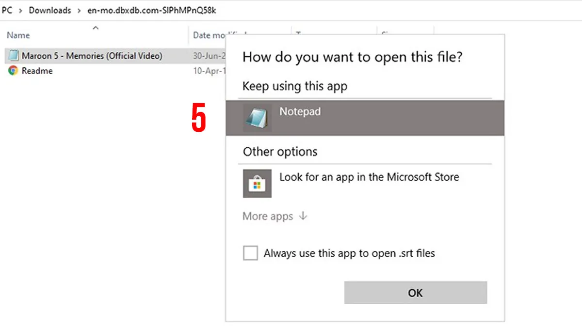 File phụ đề .srt đã tải về, sẵn sàng để giải nén và sử dụng, là một phần của hướng dẫn cách đẻ tải video trên YouTube.