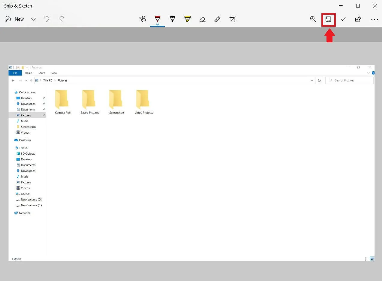 Giao diện chỉnh sửa ảnh của Snip &amp; Sketch, minh họa công cụ xử lý hình ảnh