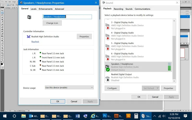 Giao diện Device Manager trong Windows hiển thị danh sách thiết bị âm thanh, chuẩn bị cài đặt lại driver