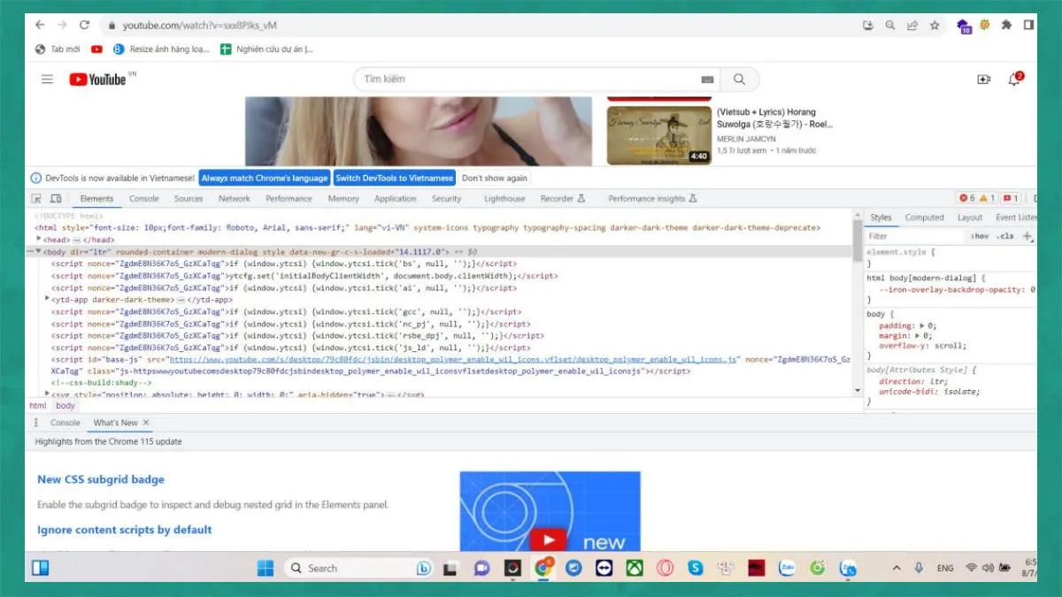 Giao diện DevTools trong trình duyệt, hướng dẫn kỹ thuật cao để tìm cách tải video về máy tính không cần IDM.