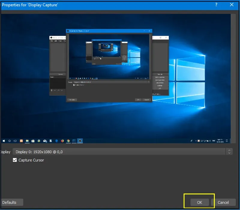 Giao diện OBS Studio đang hiển thị màn hình desktop được Capture, cho thấy cách OBS ghi nhận nội dung trước khi live stream, hỗ trợ live stream obs không lag