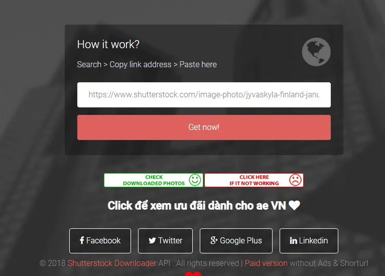 Giao diện Sharedvn.net, một nền tảng hỗ trợ download nội dung Shutterstock miễn phí