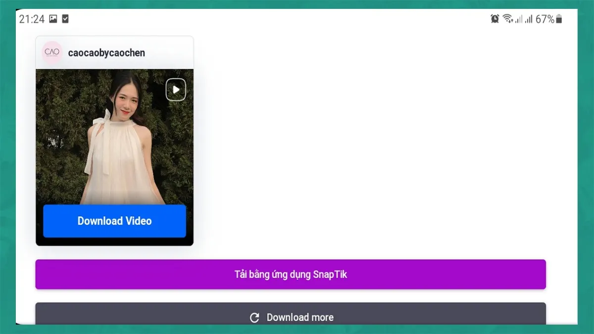Giao diện Snapinsta để dán liên kết tải ảnh Instagram