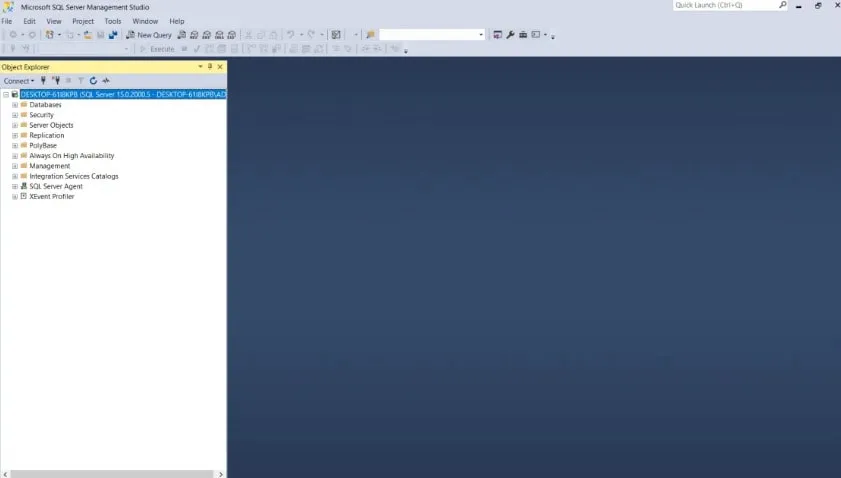 Giao diện SQL Server Management Studio với Object Explorer