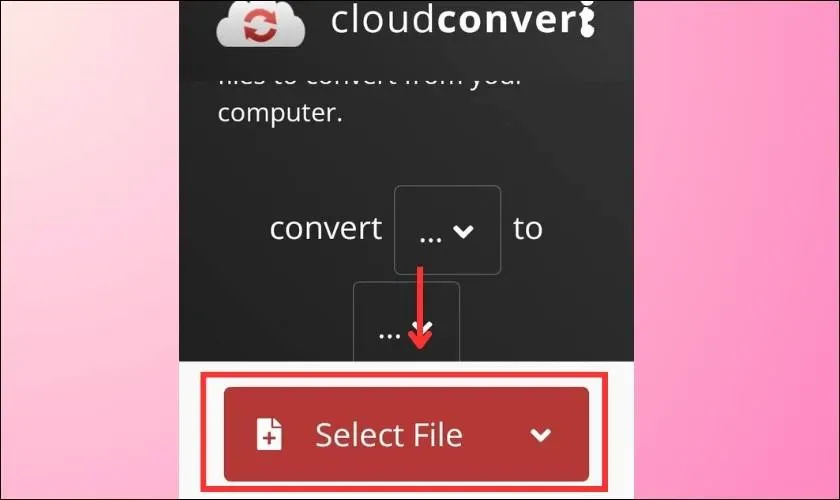 Giao diện trang web chuyển đổi file, minh họa việc tải video YouTube hoặc file lên để xử lý trên OPPO