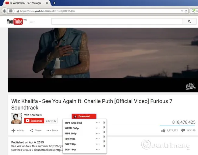 Giao diện trình duyệt Firefox với một add-on hỗ trợ tải video YouTube