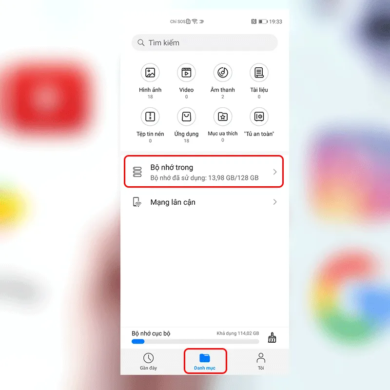 Giao diện trình quản lý tệp trên điện thoại Huawei, nơi người dùng sẽ cài đặt từng ứng dụng Google đã sao chép vào thiết bị.