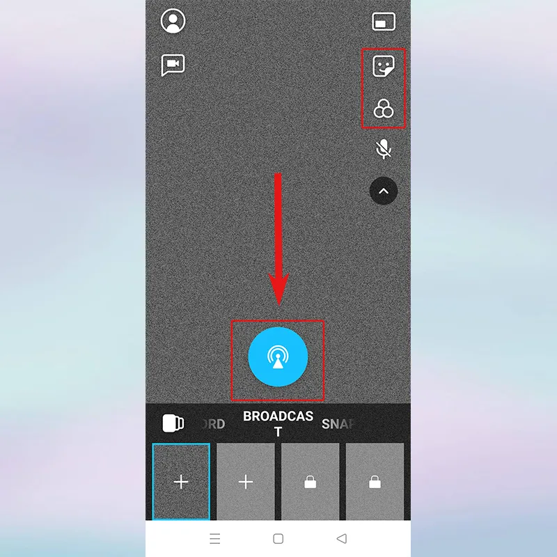 Giao diện tùy chỉnh filter và nhãn dán trong ManyCam, giúp người dùng làm đẹp video live stream trên điện thoại hiệu quả.