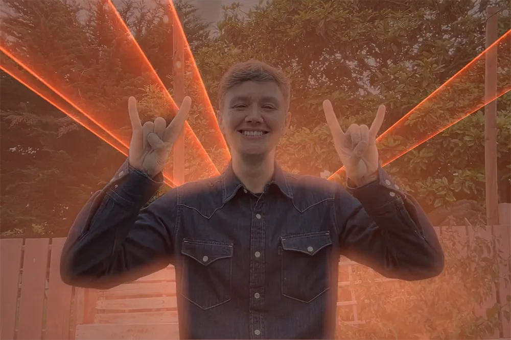 Hiệu ứng tia laser, có thể biểu thị sự tập trung hoặc nhấn mạnh vào nội dung video