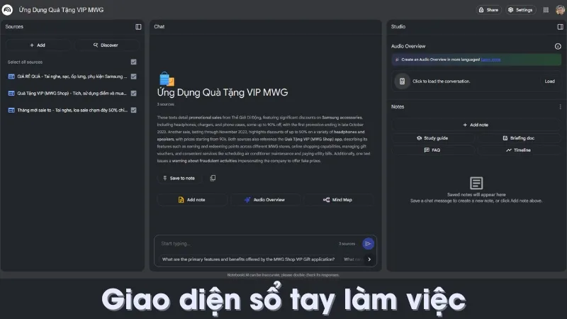Hiểu về không gian làm việc của Google NotebookLM