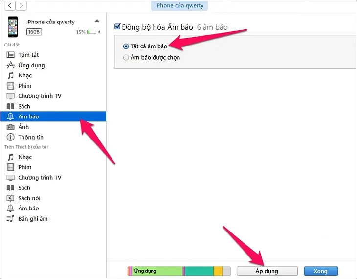 Hoàn tất quá trình đồng bộ hóa trên iTunes, đảm bảo video đã tải về được hiển thị trên iPhone 6 Plus