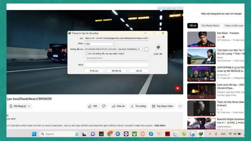 Hoàn tất quá trình tải video bằng IDM và chọn vị trí lưu file