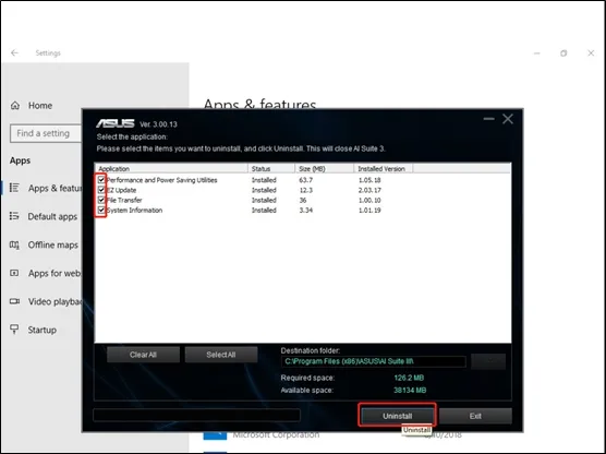 Hộp thoại xác nhận gỡ cài đặt phần mềm trên hệ thống ASUS, đảm bảo người dùng muốn loại bỏ công cụ tải video YouTube đã chọn