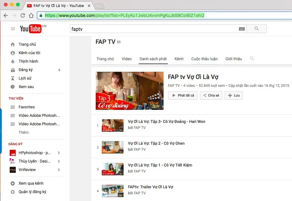 Hướng dẫn sao chép liên kết (URL) của một playlist video YouTube để tải xuống