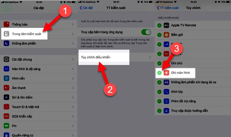 Hướng dẫn thêm tính năng Ghi màn hình vào Trung tâm kiểm soát trên iPhone