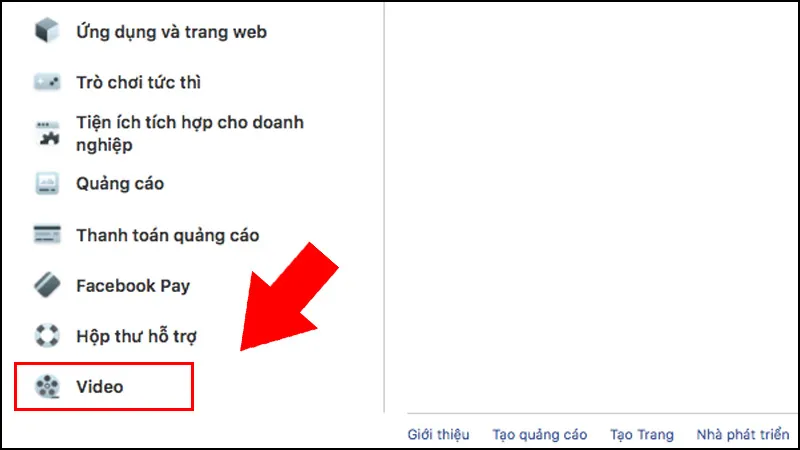 Kéo xuống chọn Video để truy cập cài đặt chất lượng video