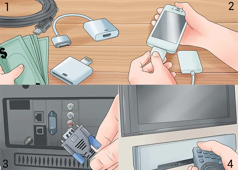 Kết nối điện thoại với TV qua cổng VGA hoặc AV để phát video