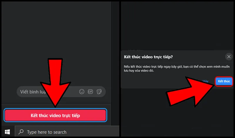 Kết thúc video trực tiếp và quản lý tùy chọn lưu hoặc xóa