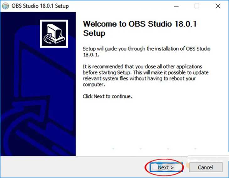 Khởi chạy trình cài đặt OBS Studio