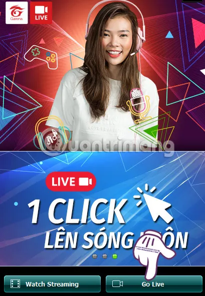 Kích hoạt chức năng Go Live trên Garena để bắt đầu phát sóng trực tiếp game một cách nhanh chóng